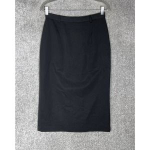 Vintage Rafaella Wool Straight Maxi Skirt Womens Size 10‎ Black Vented Pockets